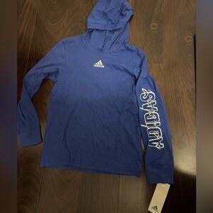 NWT Adidas Royal Blue Hooded LS Shirt Size 8